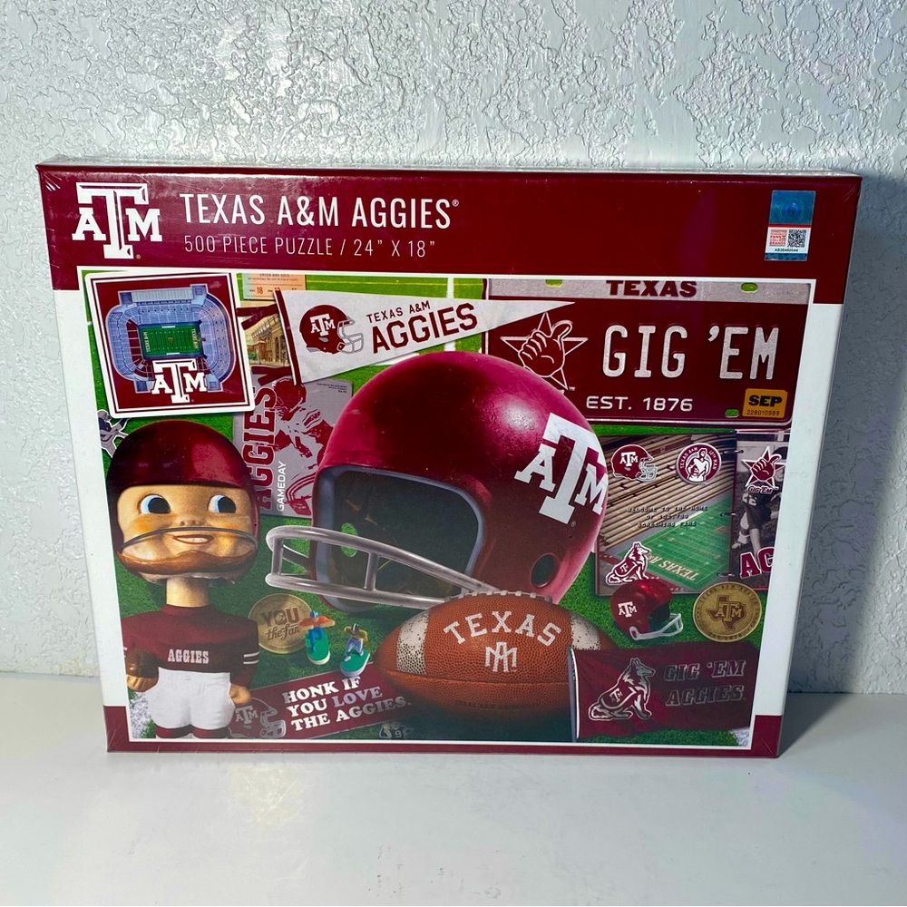 Texas A&M Aggies Football 500 Piece Puzzle 24x18 -You The Fan -Gig’Em NEW SEALED